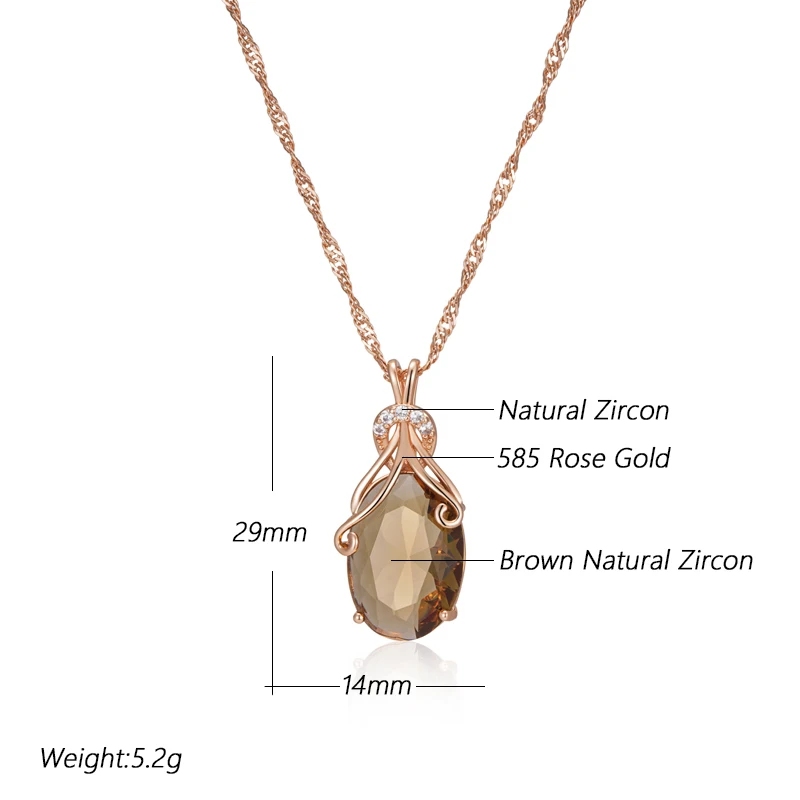 Kinel Hot Big Oval Light Brown Natural Zircon Pendant