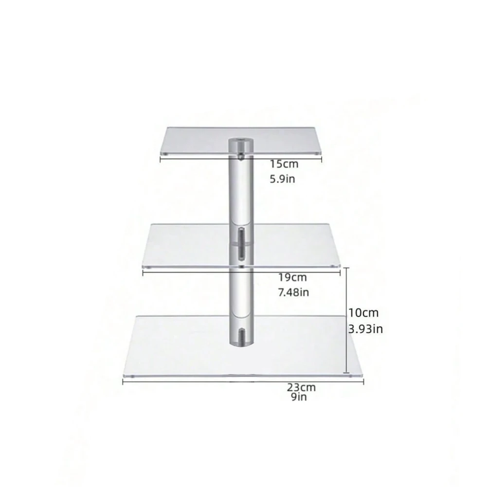 3/4 Tier Acrylic Cupcake Display Stand with LED Light Cupcake Tower Stand Square Display Stand for Birthday Wedding Party