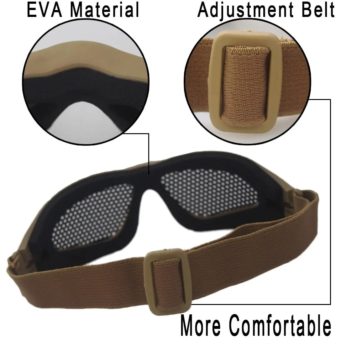 Outdoors Military Airsoft Net Tactical Shock Resistance Eyes Protecting Outdoor Sports Metal Mesh Glasses Goggle Outdoor Tools
