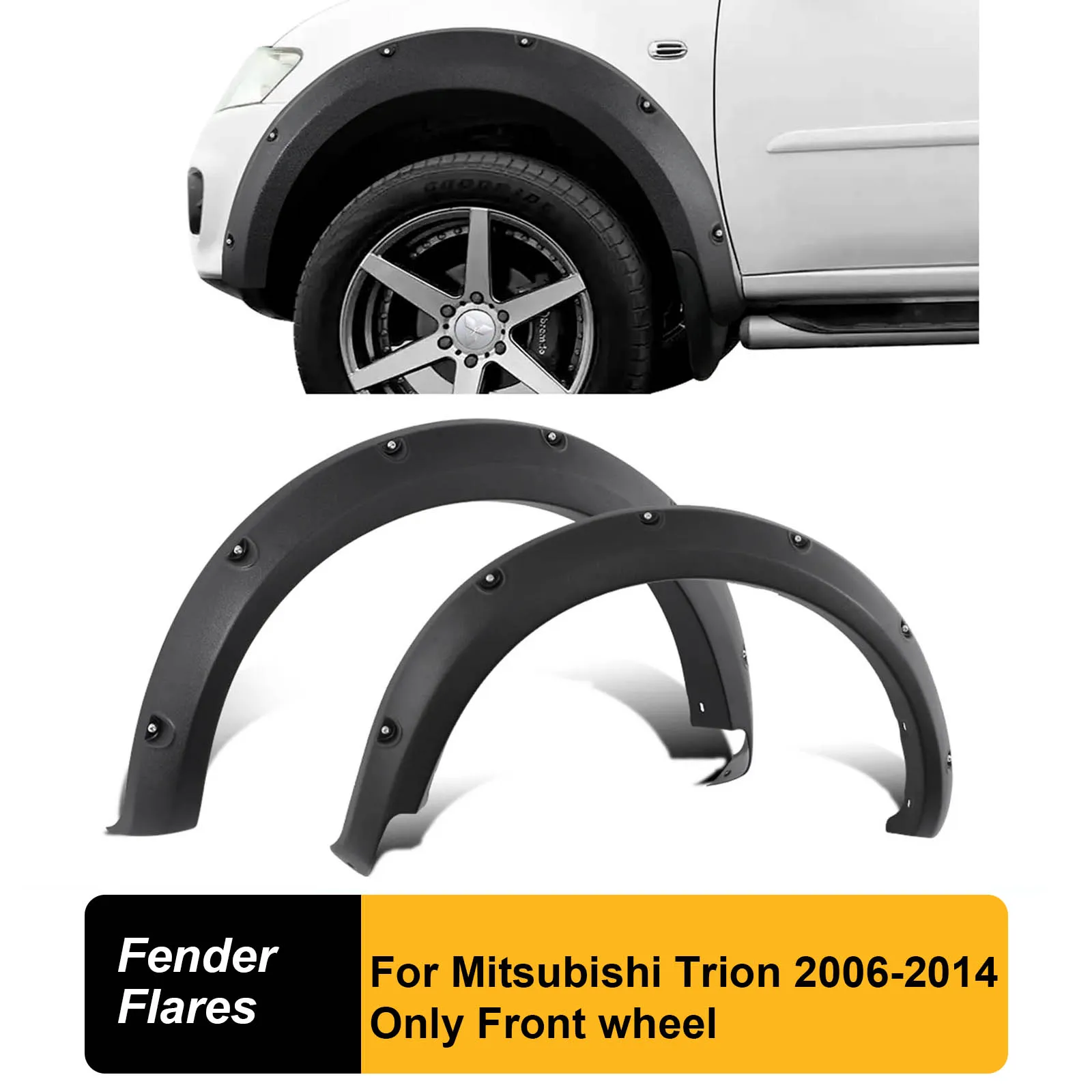 

2PCS Front Fender Flares Wheel Arch Protector for Mitsubishi Trion 2006-2014 Double Cabin Models Pocket Style Mudguards