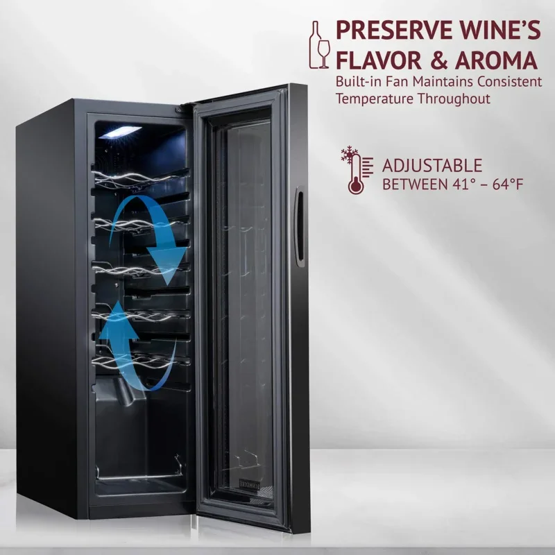 QJTasters Compressor Wine Cooler Refrigerator w/Lock Large Freestanding Wine Cellar Digital Temperature Control Fridge