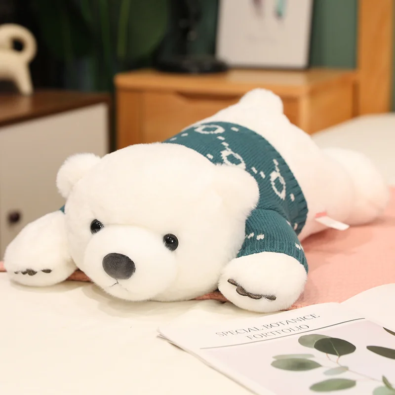 thumbnail image 1 of Oso Polar de peluche con ropa, almohada de Animal de peluche, cojín para dormir, muñecas de apaciguar para bebés, 58-110cm, 1 of 5