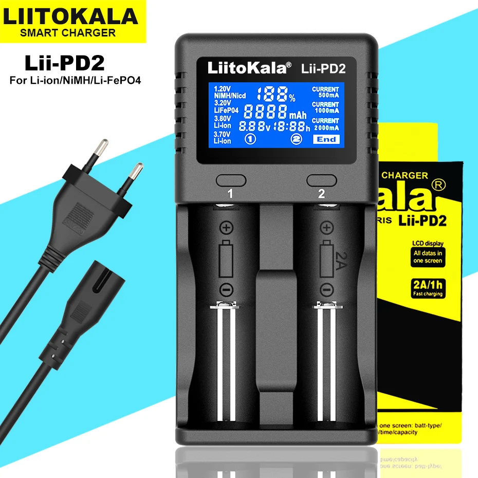 Liitokala Lii-PD2 Lii-500 Lii-S2 3.7V 18650 18350 18500 16340 21700 ...