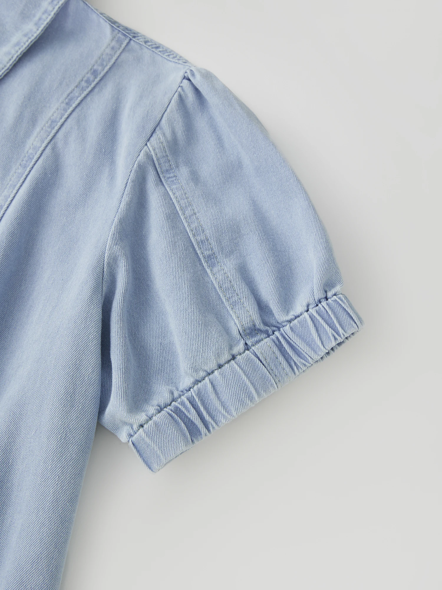 Ladies Casual Denim Shirt Dress with Short Sleeves and Belted Waist Turn Down Collar Summer Jeans Dress for Women