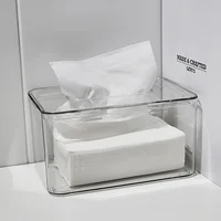 Desktop Tissue Box Nordic Simple Ins Transparent Home Living Room Tissue Box Restaurant Napkin Storage Box 1