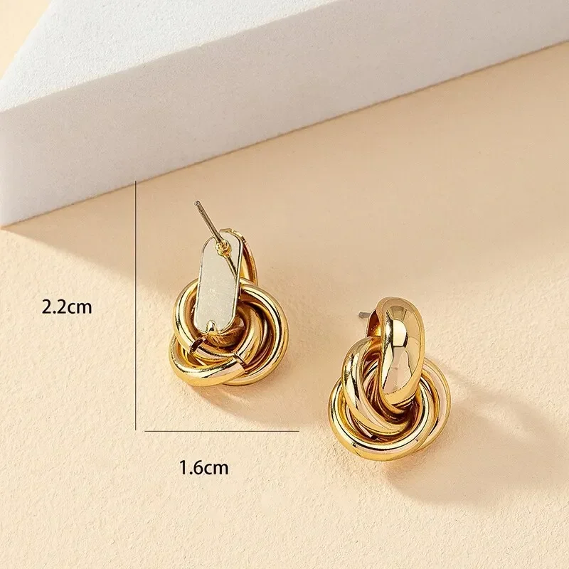 Knot Hoop Earring For Women Shiny Plating Trendy Earring Stud Cute Daily Wear Jewelry Gold SIlver Color