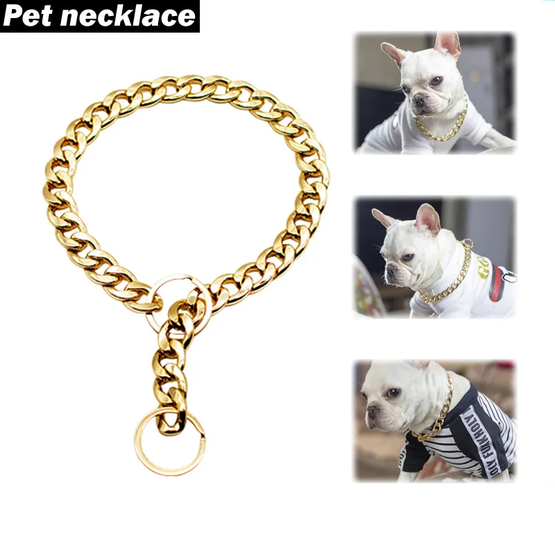 

Pet Metal Gold Chain Collar,All Season Fashion Accessories For Bulldog Teddy Small Medium Dog,Pet Personal Puppy Cat Necklace