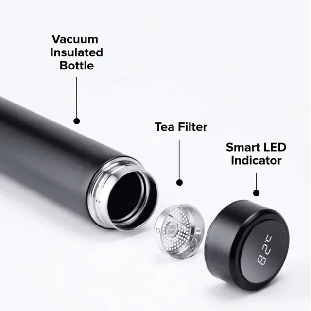 500mlStainless Steel Thermos Cup Leak proof Double layer Insulation LCD Temperature DisplayIntelligentTemperatureDisplayReusable 4