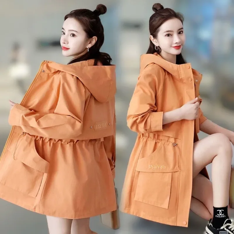 

Trench Coat for Women Jackets Women Clothes Spring and Autumn Korean Version Trench Coat Double-Breasted Belted Lady Cloak