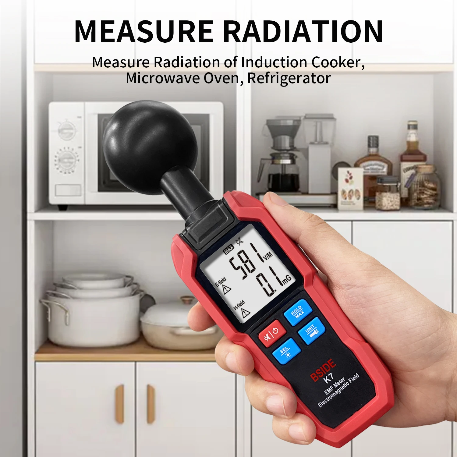 

BSIDE K7 EMF Meter Electric Magnetic Field Tester Electromagnetic Wave Radiation Signal Detector WiFi 5G Search Auto Measurement