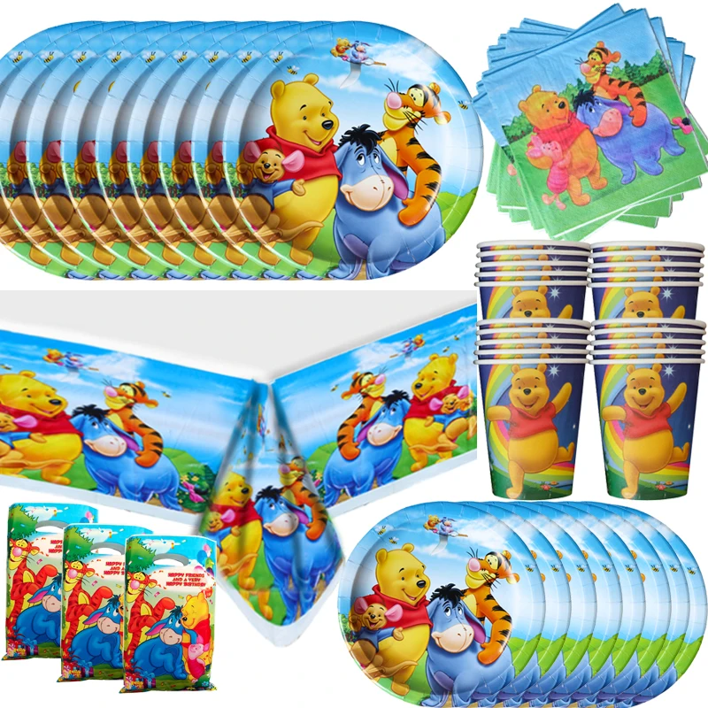 

Disney Winnie the Pooh Bear Tiger Pig Birthday Party Supplies Kit Anime Cute Cartoon Toys Room decoration Kids Birthday Gift