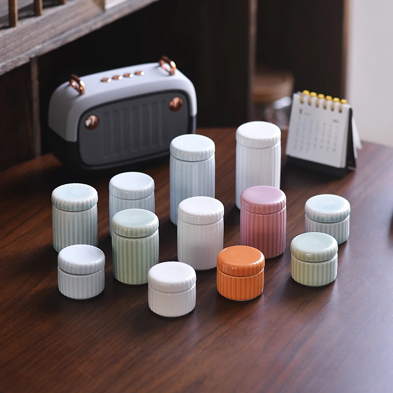 

10pcs/lot ceramics Lipstick pot rouge box pill Split bottling Retro Fragrant powder Ointment Sealed tank ceramic jar tea tin