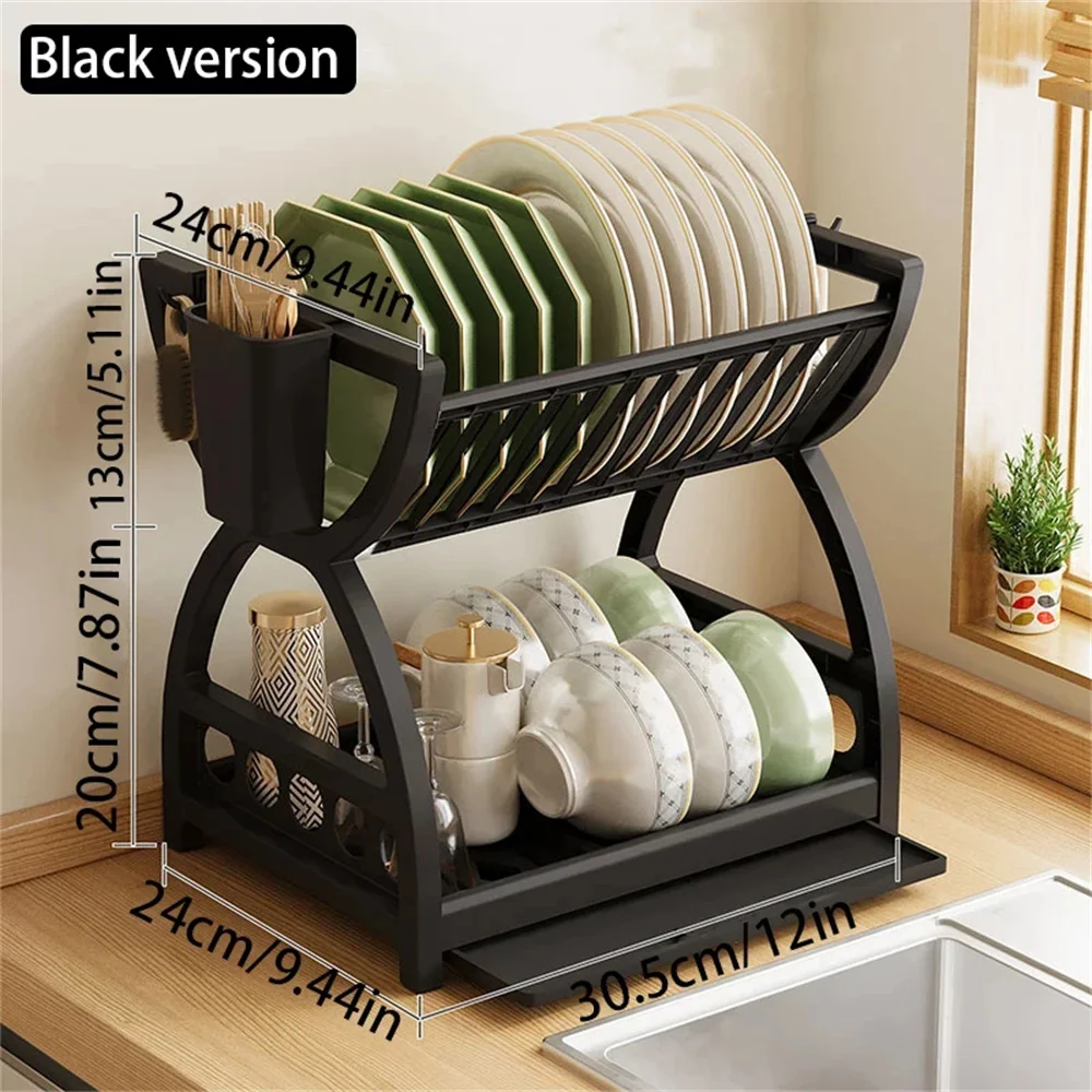 Kitchen Storage Rack – Multi Functional Rack With Dish Plate Organizer & Drainage