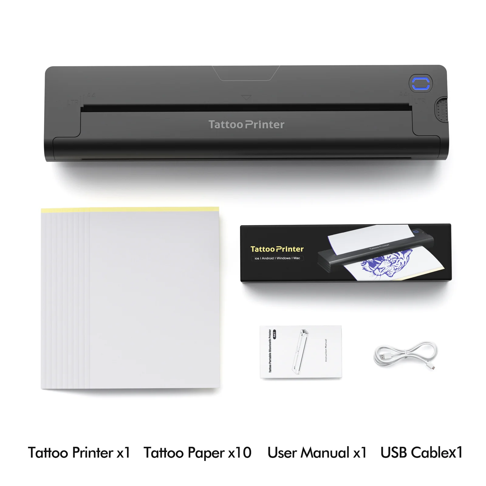 Mini Portable A4 Thermal Printer Multifunctional Tattoo Stencil Printer Bluetooth HD Printing Tattoo Machine A4 Paper Printer