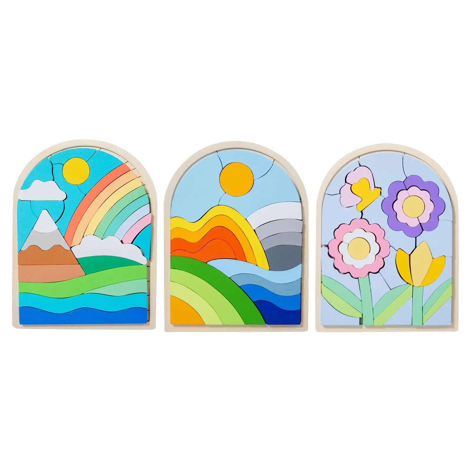 

Wooden Puzzle Early Learning Educational Toys Colors and Shapes Cognition for