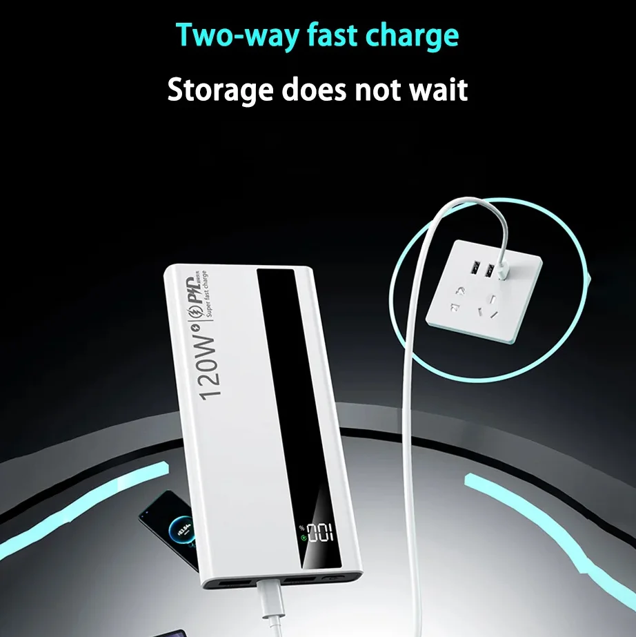 Xiaomi 200000mAh High Capacity PowerBank 120W Super Fast Charging Portable External Battery Powerbank For Iphone Samsung Huawei 5
