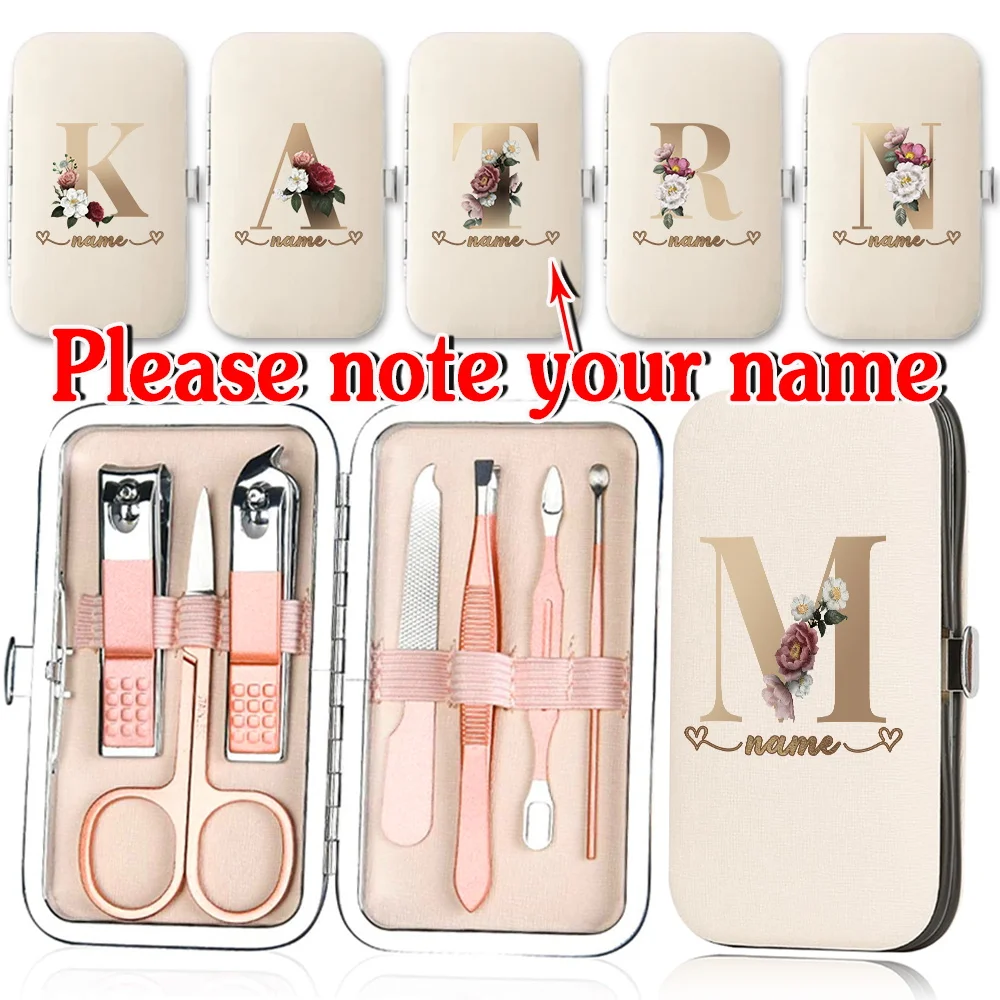 Customized Name 7Pcs Portable Manicure Set Pedicure Kit Organizer Stainless Steel Nail Clippers Case Care Tools Grooming Suit Customized Name 7Pcs Portable Manicure Set Pedicure Kit Organizer Stainless Steel Nail Clippers Case Care Tools Grooming Suit