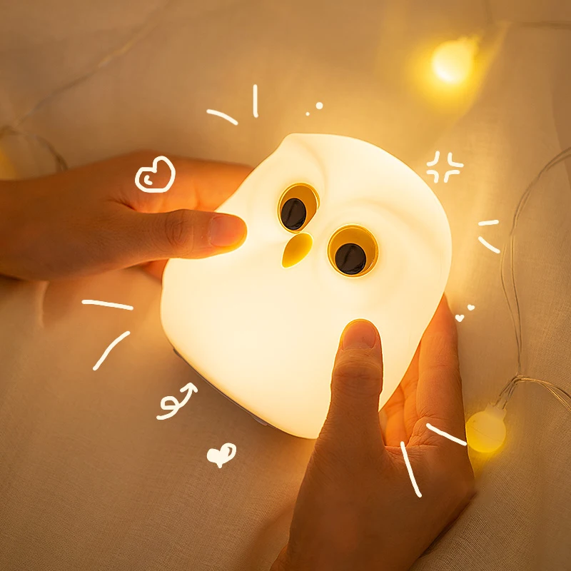 Adorable Silicone Owl Night Light - Rechargeable RGB Ambient Lamp for Room Decor and Children's Gifts
