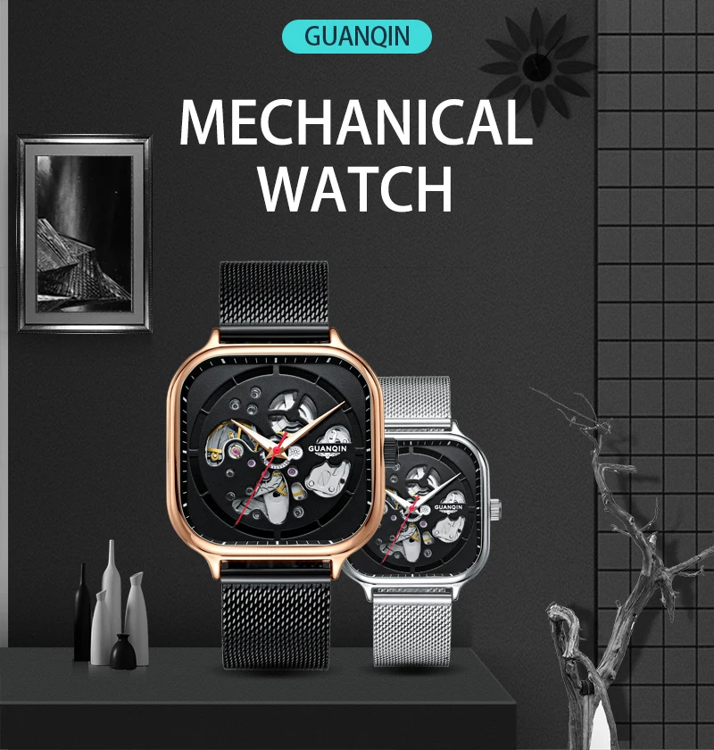 2022 GUANQIN Men's Watch Top Brand Luxury Business Casual Watch Stainless Steel Mechanical Watch Self Winding Waterproof Clock