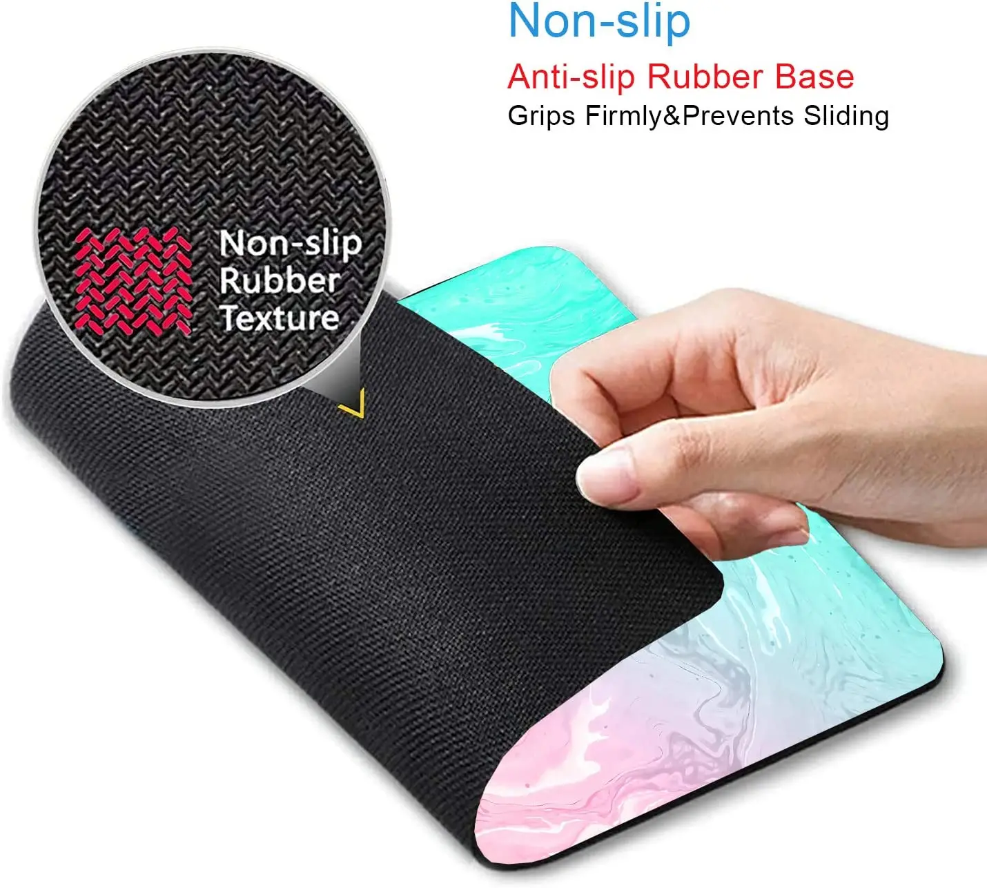 Pink and Green Marble Mouse Pad Beautiful Marbled Ink Art Mouse Pad for Women Non-Slip Rubber Base Mousepad for Computer Laptop