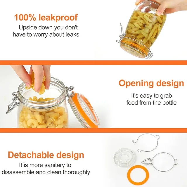 HeY LiLac Glass Mason Jar Wide Mouth Mason Jars with Airtight Lids Large Leak Proof Mason Canning Jar Clear Storage Canister Jar 3