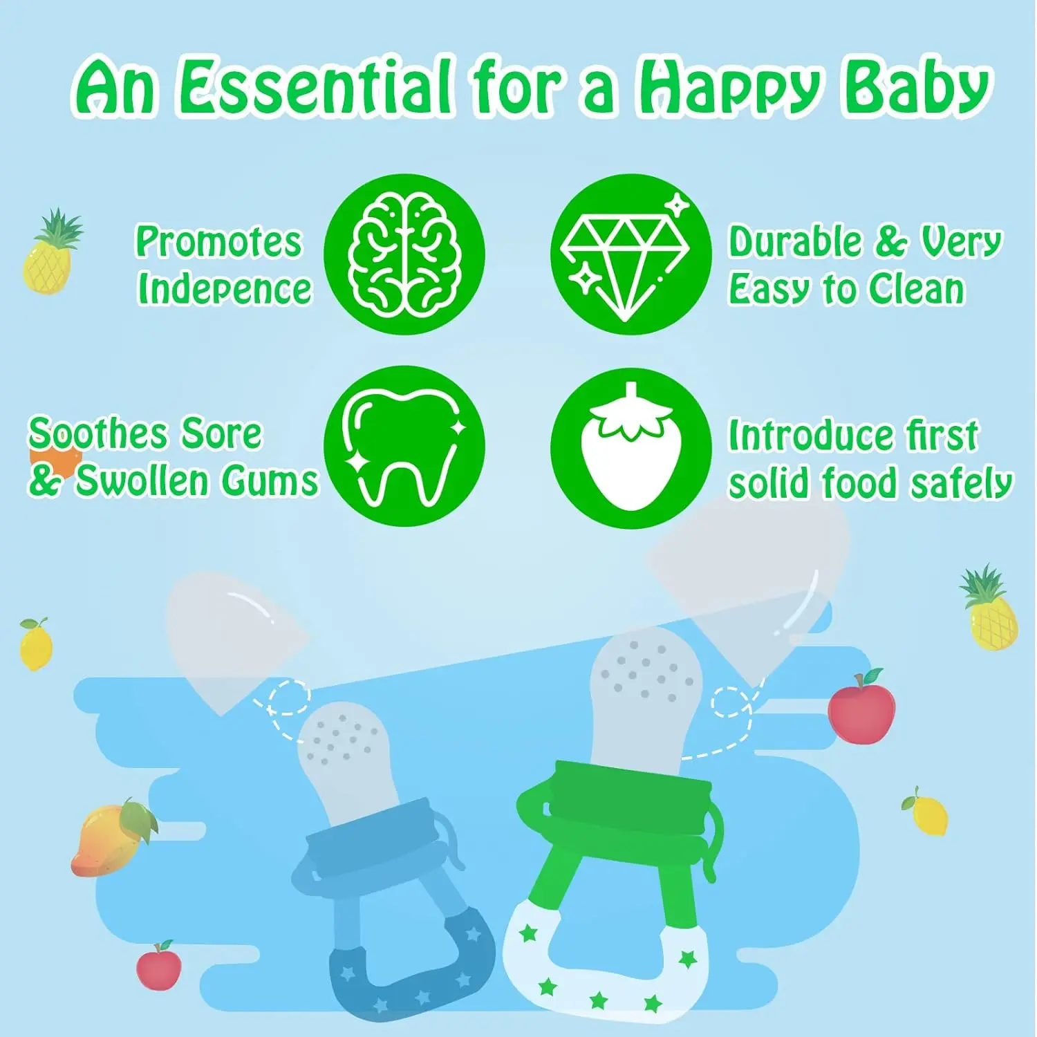 1Pcs Baby Fruit Food Feeder Silicone Spoon Food Grade Newborn Tableware
