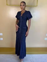 Robe longue chic pour femme à manches courtes, coupe ajustée, style rétro texturé, simple boutonnage, style urbain, Vistidos 2026, décontractée et respirante 2