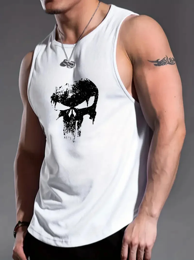 Gilet sportivo da uomo senza maniche, girocollo, T-shirt fitness alla moda, traspirante, a maniche corte - Image 2