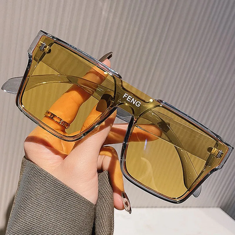 

Oversized Sunglasses Square Women Sun Glasses Female Eyewear Eyeglasses One Piece Frame UV400 Shade Fashion Men Driving Glasses