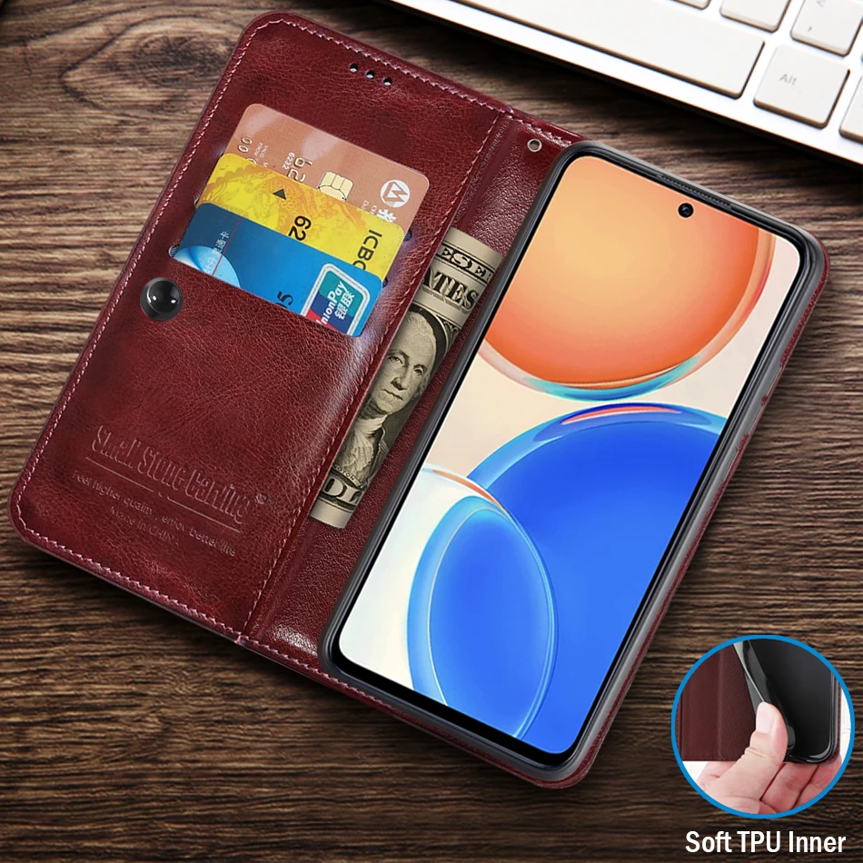 Elegant Leather Flip Stand Phone Case with Card Holder