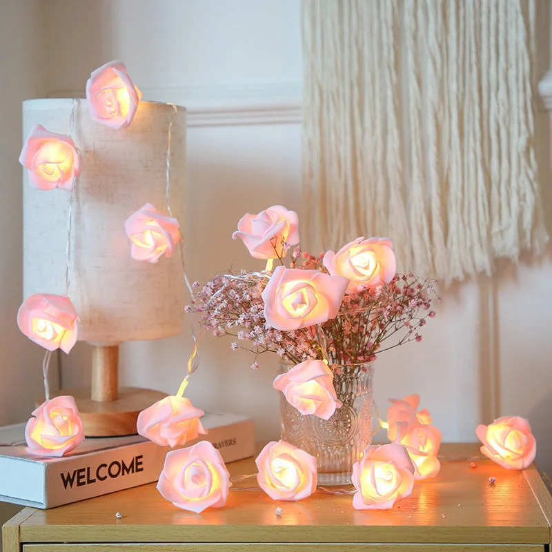 

USB/Battery Operated Room Decor Aesthetics Led Fairy Lights Christmas Decorations for Home 10/20 LEDs Rose Flower String Light