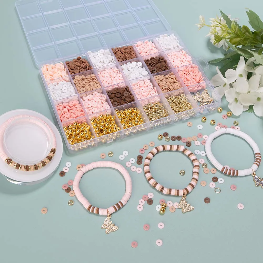 DIY 클레이 비즈 팔찌 만들기 키트, 바다 스타일 휴가 터키석 거북이 등껍질 불가사리 클레이 비즈, 진주 폴리머 비즈