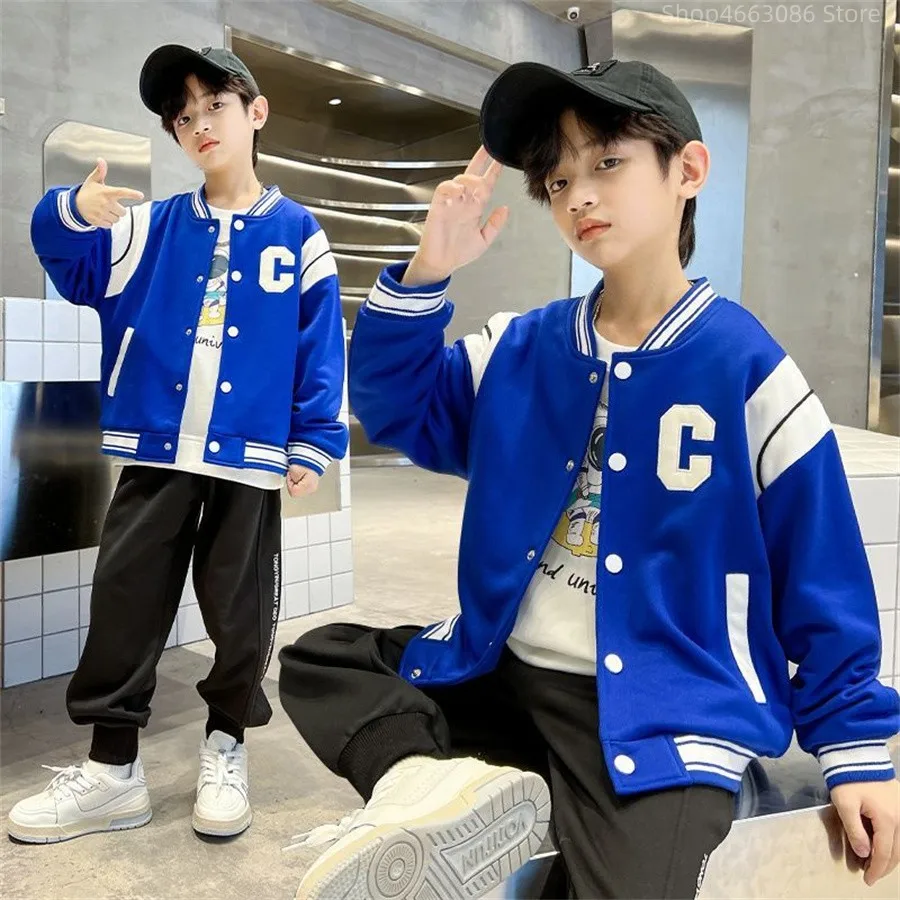 Kid's Basketball Print Varsity Jacket, Zip Up Long Sleeve Coat, Casual  Bomber Jacket, Boy's Clothes For Spring Fall Outdoor - Temu