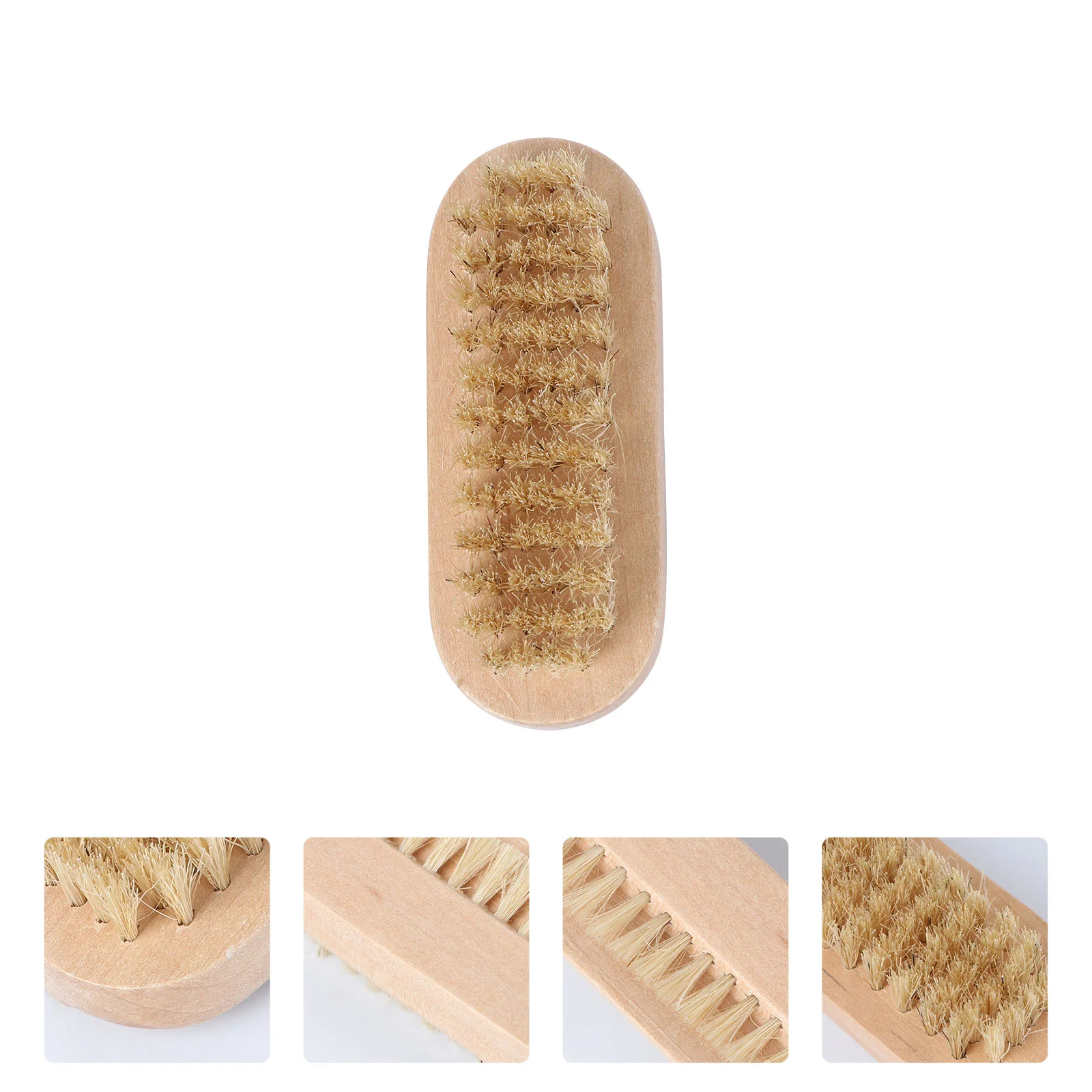 

2 Pcs Wooden Manicure Brush Nail Pedicure Tool Hand Clean up Natural Two Sided Boar Bristle Brushes Tools