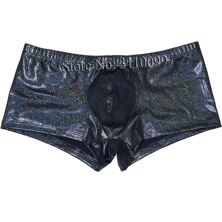 Men's Soft Dazzle Leather Boxer Briefs Underwear Bulge Pouch Panties Hot Trunks