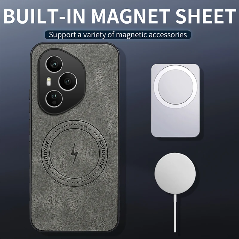 Luxury Leather Texture Wireless Charging Magnetic Phone Case - Shockproof Cover