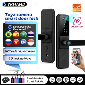 YRHAND 투야 와이파이 디지털 전자 스마트 문짝 잠금 장치, 생체 인식 카메라 지문, IP66 스마트 잠금 장치, H01 페카두라 일렉트로니카