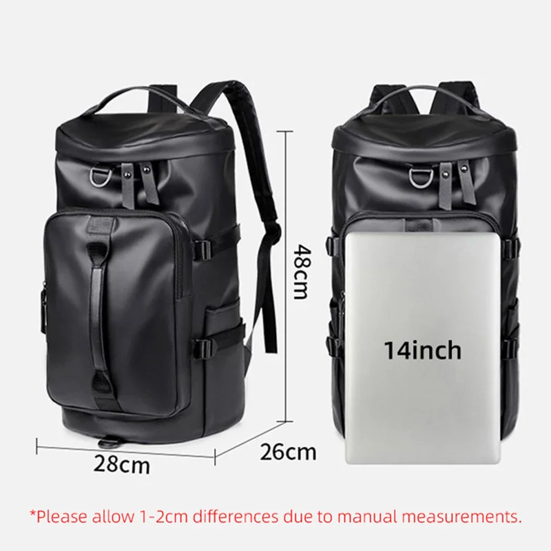 Gym Travel Backpack Versatile Faux Leather Bag for Men & Women Casual Outdoor Sports Shoulder Bags Fitness Weekender Duffel 6
