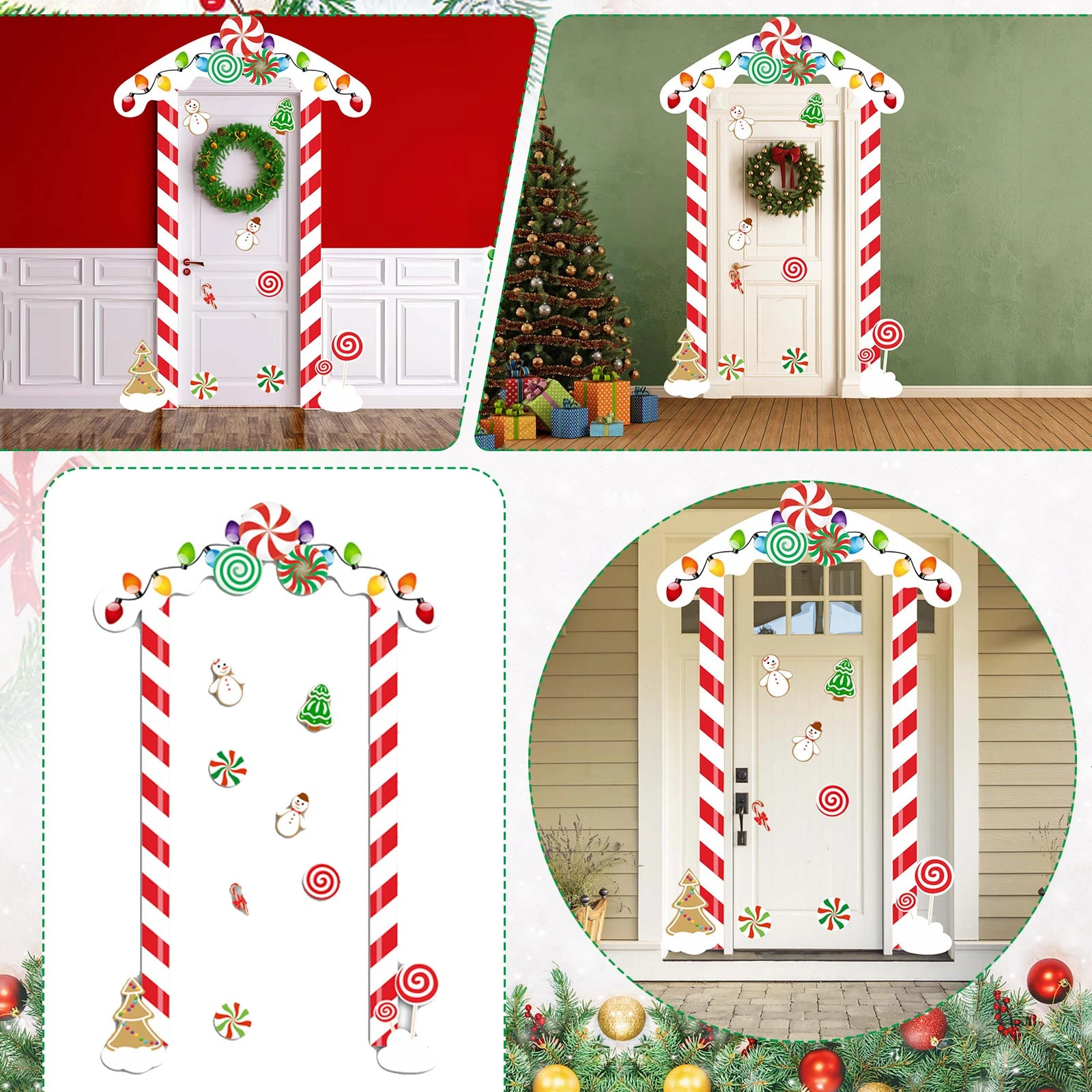 Natal doces porta quadro adesivos festa festiva porta semana decoração  adesivos lareira| | - AliExpress