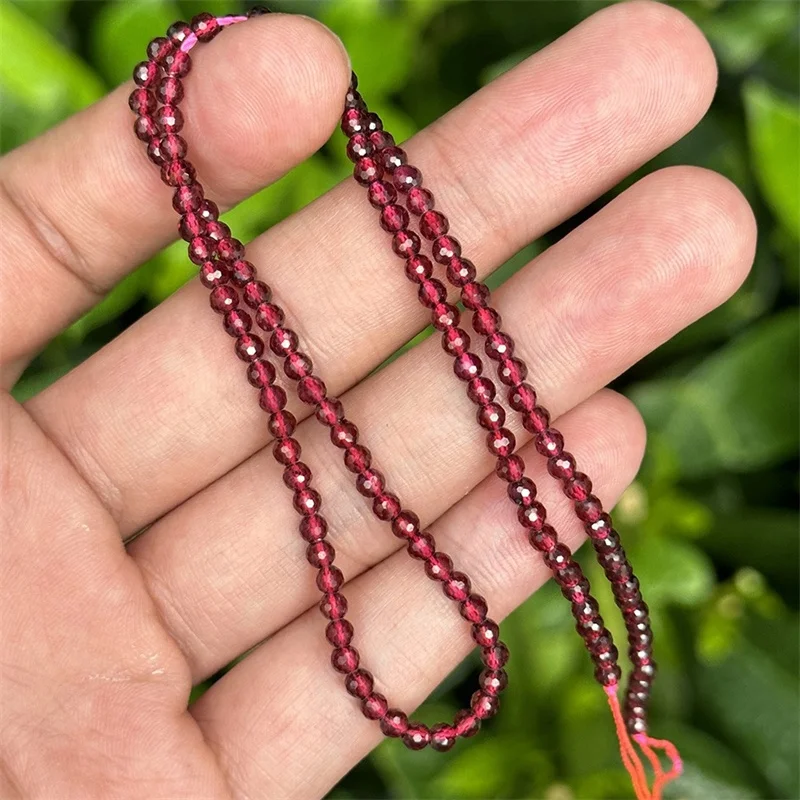 100% Natural Red Garnet Stone Quartz Faceted Pyrope Crystal Gemstone Loose Bead 2/3/4MM For Jewelry Making DIY Bracelet Necklace