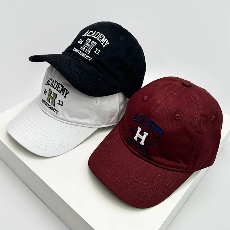 

New Men Women Korean Soft Top Embroidered H Letters Baseball Hats Versatile Breathable Sunshade Retro Snapback caps Fashion ins
