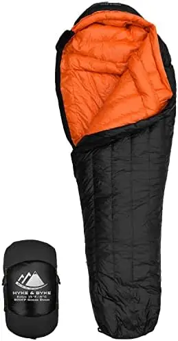 

Hyke & Byke Eolus 15 F Hiking & Backpacking Sleeping Bag - 3 Season, 800FP Goose Down Sleeping Bag - Ultralight - Black/ Natureh