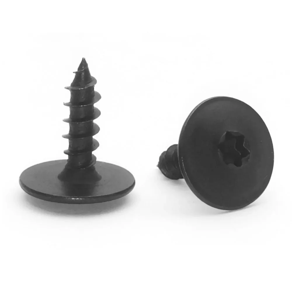 Schroevengschroeven, M5 x 16 mm, torx, zelftappende schroeven, 50 stuks, carrosserieschroeven, zelftappend, ronde kop, zwart, voor carrosserie, auto, spatborden, bumper, wielbochten, rooster
