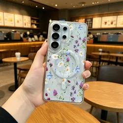 Small Flower Clear Phone Case with Magsafe Back Cover - Galaxy S20 FE (Clear - LYH26)