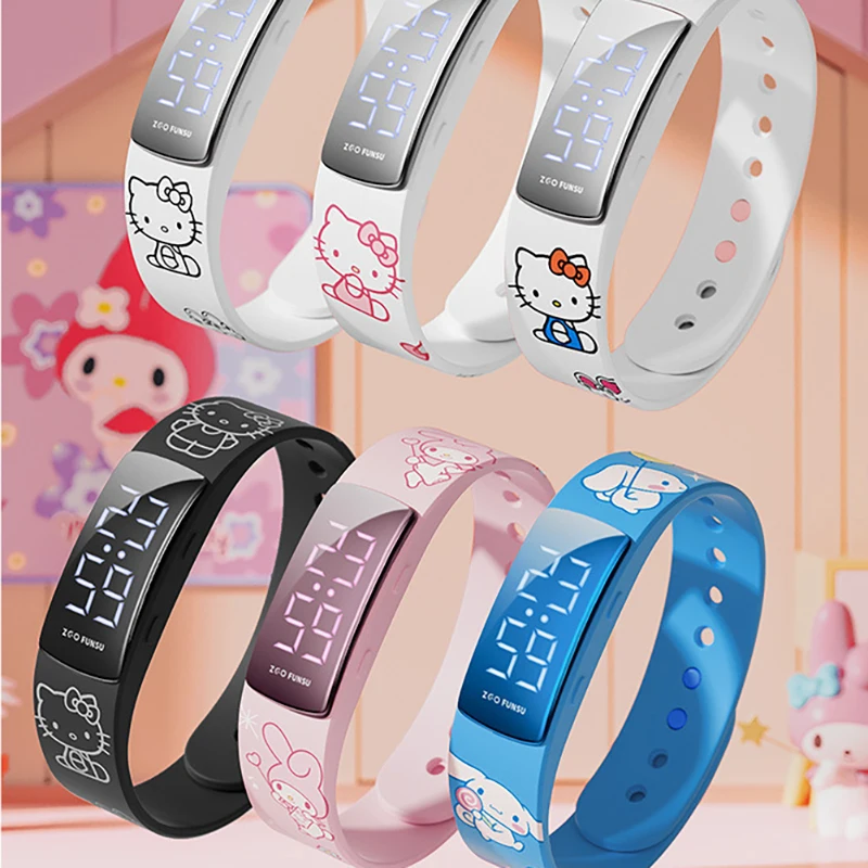 

Kawaii Sanrio аниме Интеллектуальный спортивный браслет милый My Melody Kuromi Cinnamoroll многофункциональные часы креативный подарок для детей