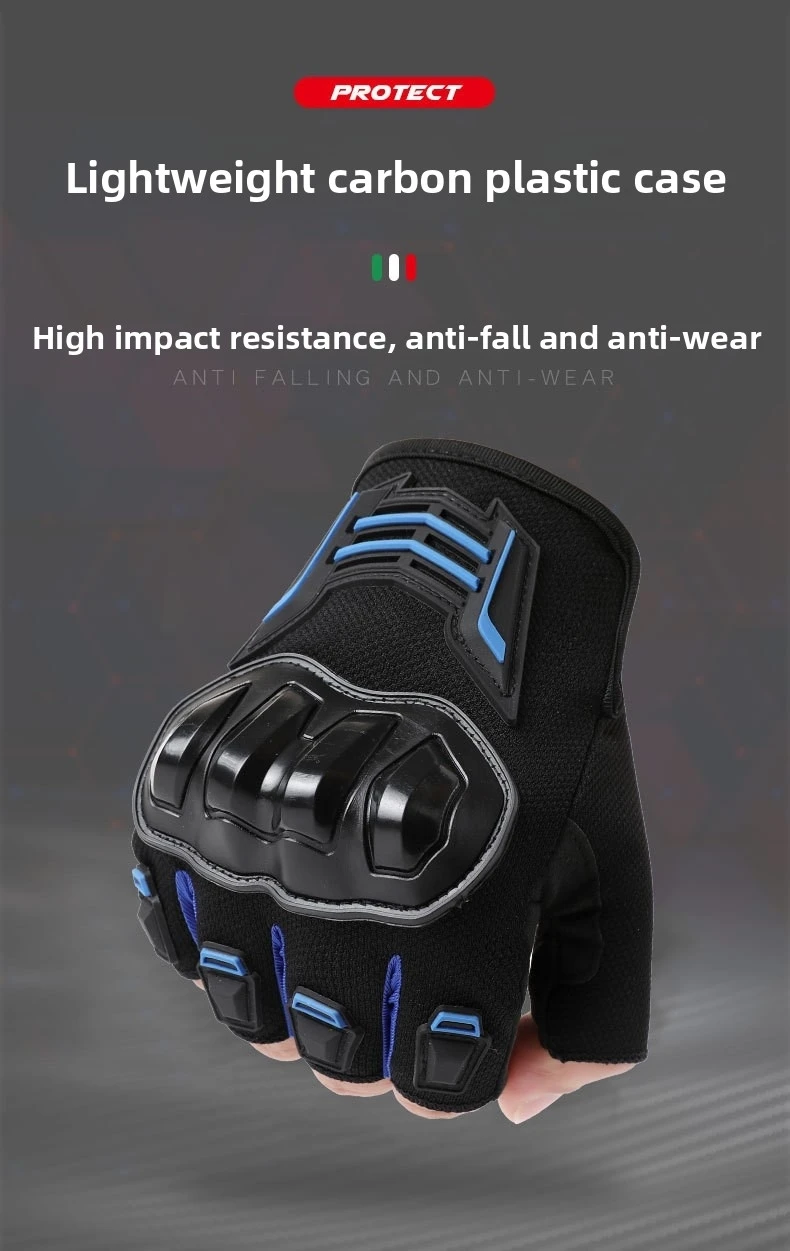 Motorcycle Gloves Men's Women Motorbike Riding Gloves Protective Gear Summer Half Finger Guantes Moto Black Protective Gear