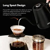 Bouilloire électrique à col de cygne CAFELFFE MK-101, bouilloire à eau et à café électrique en acier inoxydable 304 avec contrôle de la température et fonction maintien au chaud 800 ml 1500 W Noir 3