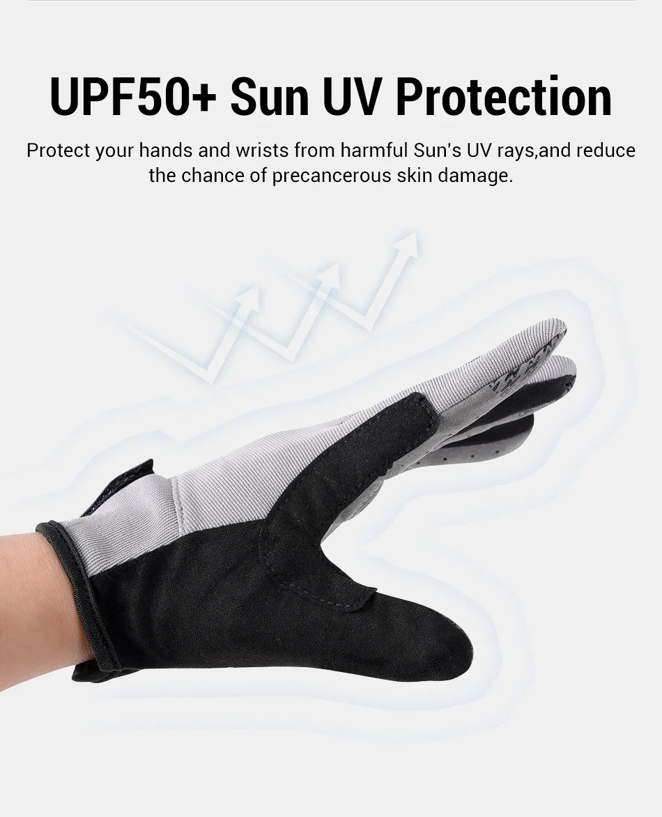 Description Picture 6 of itemNoeby Fishing Gloves Non-slip Full Finger Outdoor Sun Protection Anti-UV Cycling Running Gloves Men Women Tackle