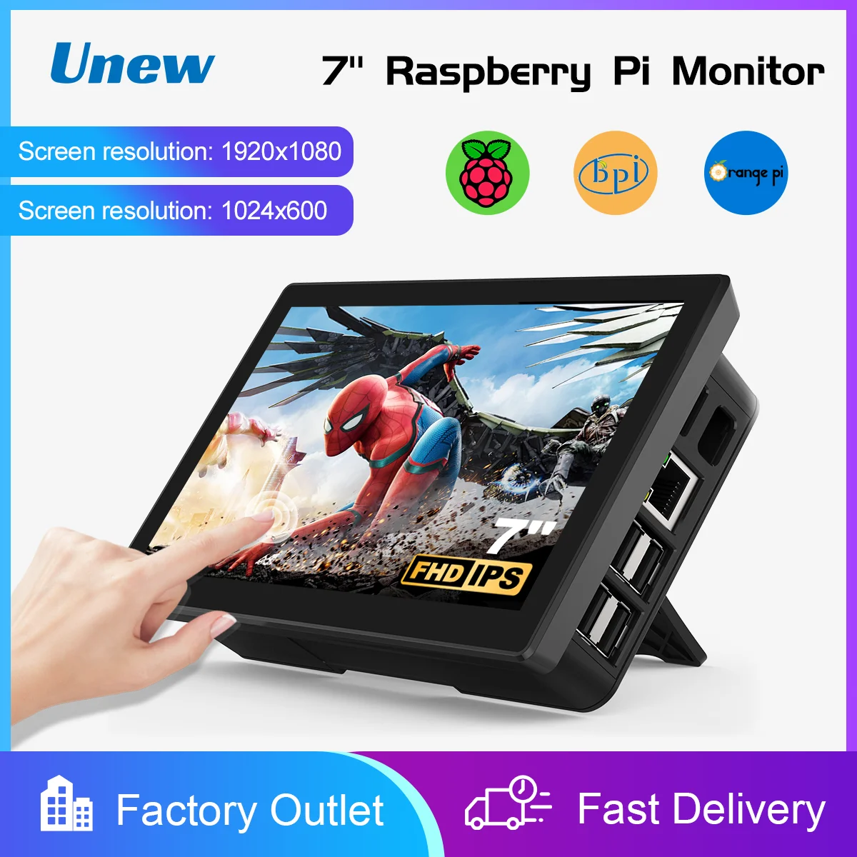Touch-screen-da-7-pollici-Raspberry-Pi-3-4-Monitor-touch-HDMI-Display ...