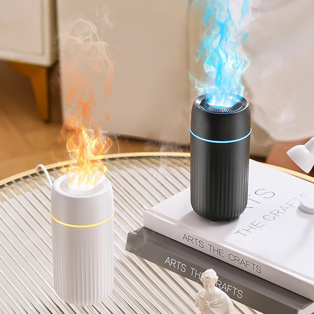 100ml Car Flame Humidifier Diffuser with Colorful Ambient Light Car Flame Light Humidifier Air Freshener Waterless Auto-Off